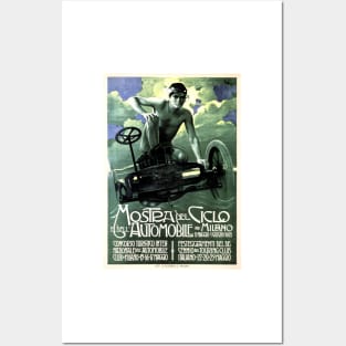 Mostra Del Ciclo Automobile Milano Italy Art Nouveau Advertising Vintage Car Posters and Art